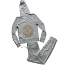 Juicy Couture Grey and Gold Velour Tracksuit (XS/S)