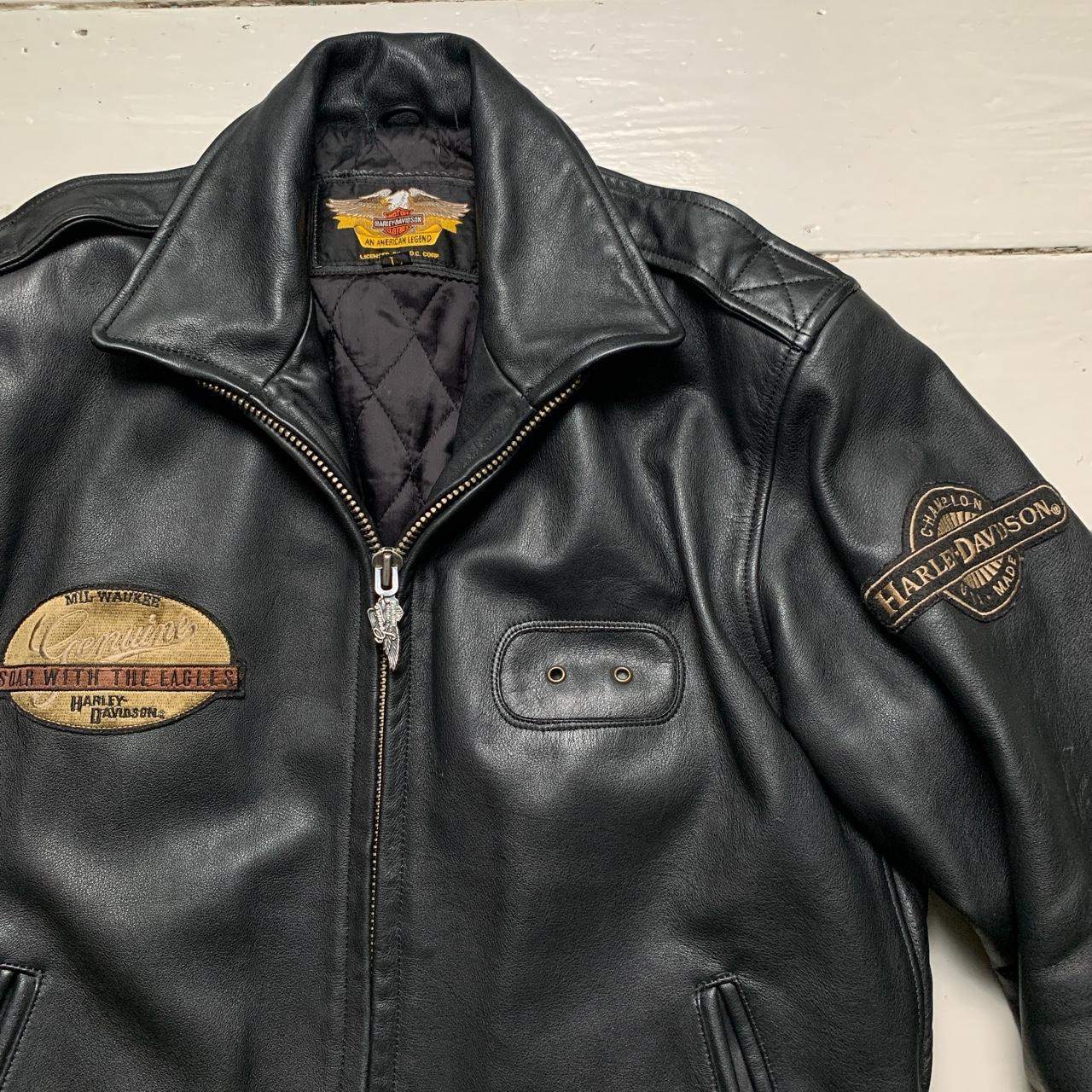 Harley Davidson Vintage Leather Black Motorcycle Jacket