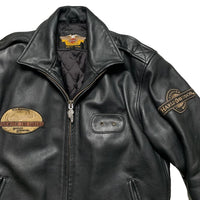 Harley Davidson Vintage Leather Black Motorcycle Jacket (L)