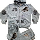 Raw Blue Vintage Light Baby Blue Timberland Lace Up Boot Full Tracksuit (L)