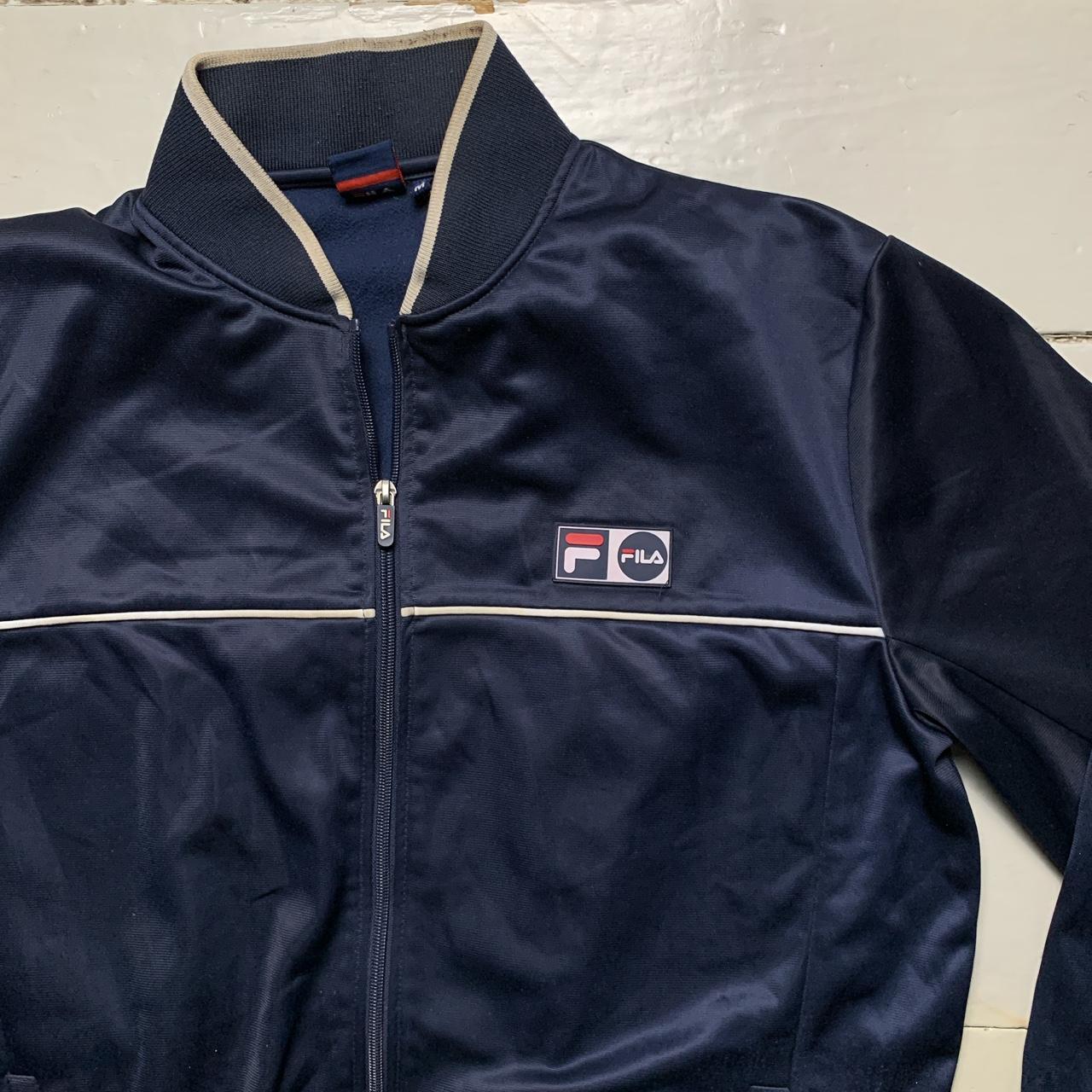 Fila Vintage Navy and White Tracksuit Jacket