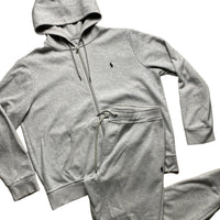 Ralph Lauren Polo Heather Grey and Black Pony Newer Season Full Tracksuit  (L/XL)