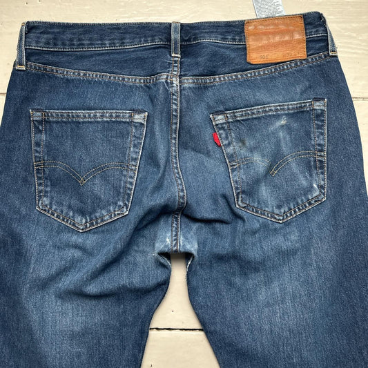 Levis 501 Distressed Navy Jeans