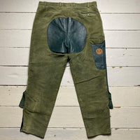 Nyman Swed Team Army Green Soft Velour Cotton and Leather Hunter Trousers