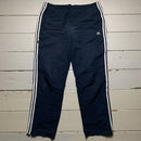 Adidas Navy and White Baggy Shell Track Pant Bottoms