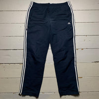Adidas Navy and White Baggy Shell Track Pant Bottoms