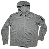 Nike Grey and White Swoosh Hoodie Zip Arm Pocket (XL)