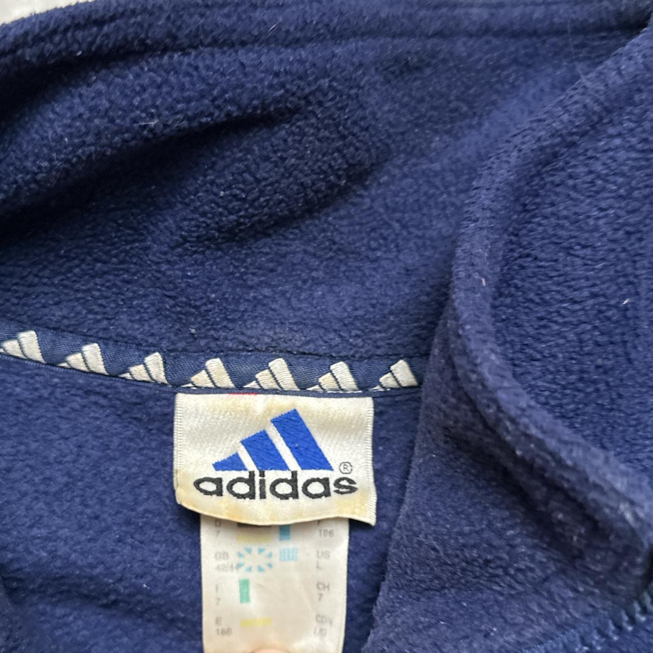 Adidas Vintage Navy and White Fleece Quarter Zip Jumper