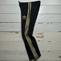Adidas Originals Black and Gold Vintage Track Pant Flared Bottoms
