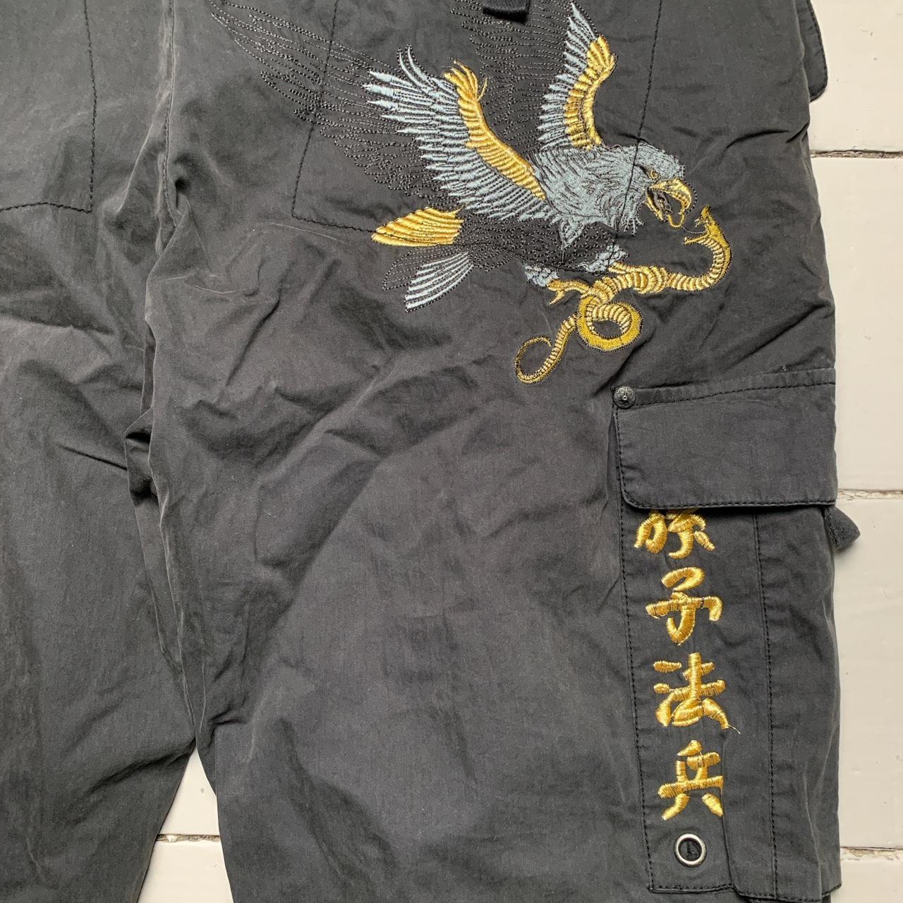 Ringspun Vintage Eagle Snake Japanese Embroidery Cargo Parachute Baggy Trousers