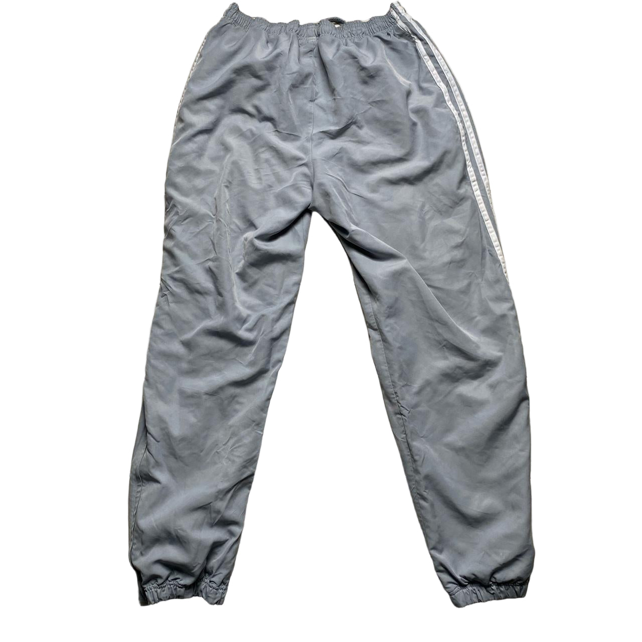 Adidas Silver and Grey Baggy Shell Track Pant Bottoms (L)