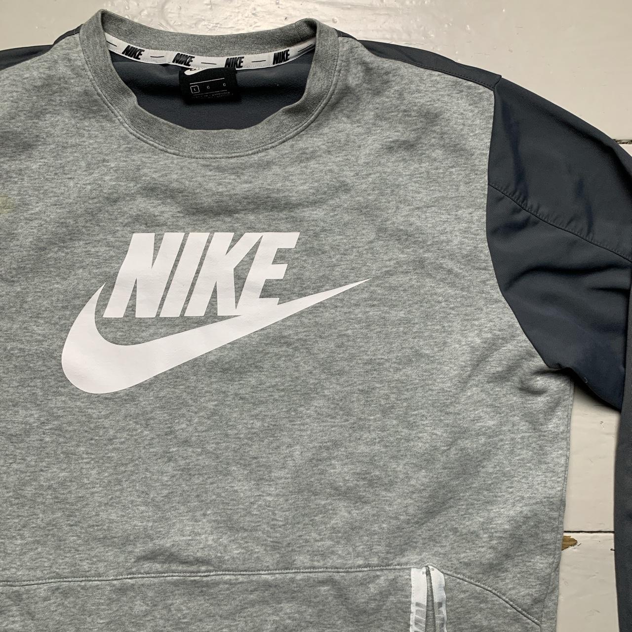 Nike Big Swoosh Grey and White Jumper