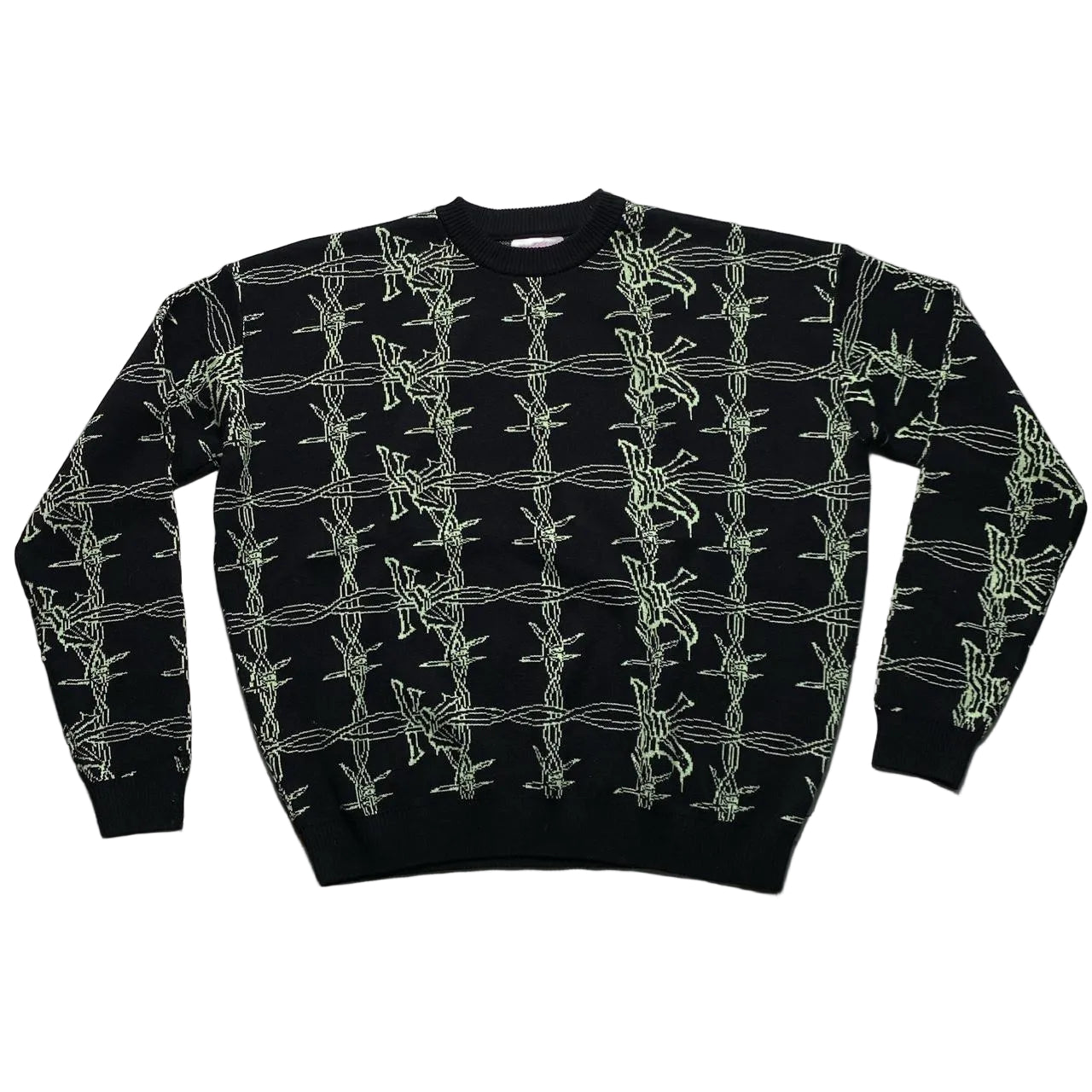 Yardsale Barbed Wire Black and Green Knit Jumper (M)