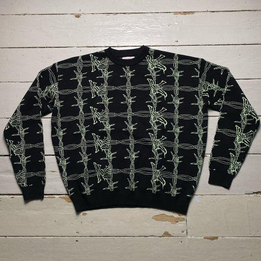 Yardsale Barbed Wire Black and Green Knit Jumper