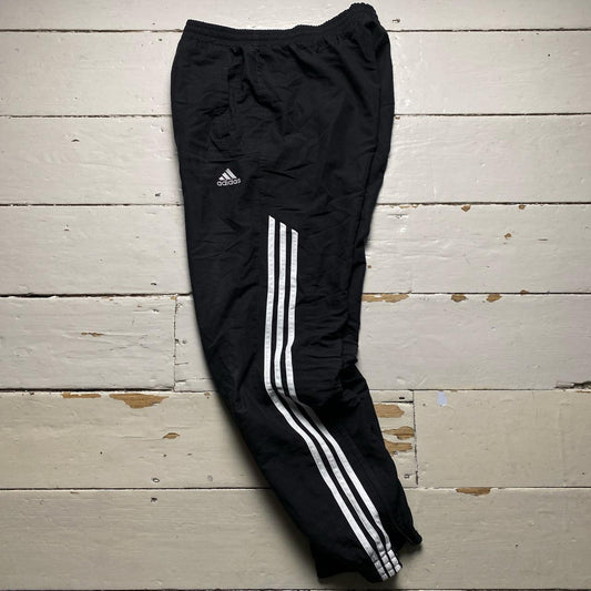 Adidas Black and White 3 Stripe Shell Trackpant Bottoms