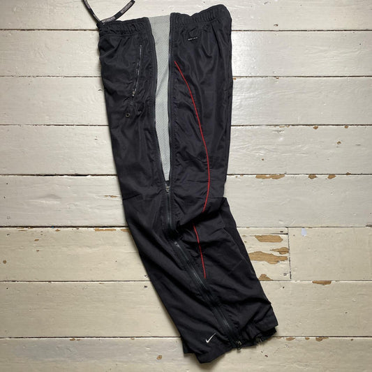 Nike Swoosh Dri Fit Vintage Baggy Battlegrounds Basketball Shell Trackpant Bottoms Black White and R