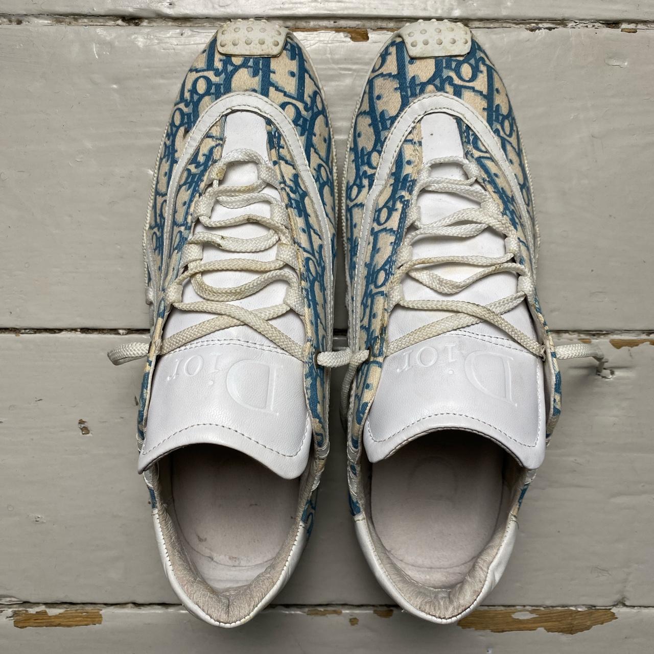 Dior Monogram Galiano Trotter Baby Blue and White Lace Pump Trainers