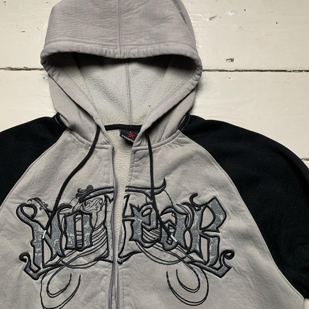 No Fear Grey and Black Vintage Hoodie