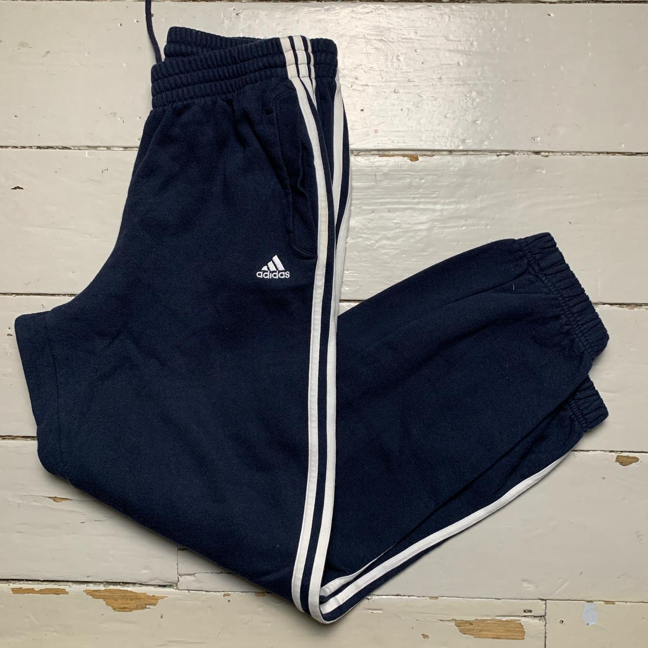 Adidas Essentials Navy and White Stripes Cotton Joggers