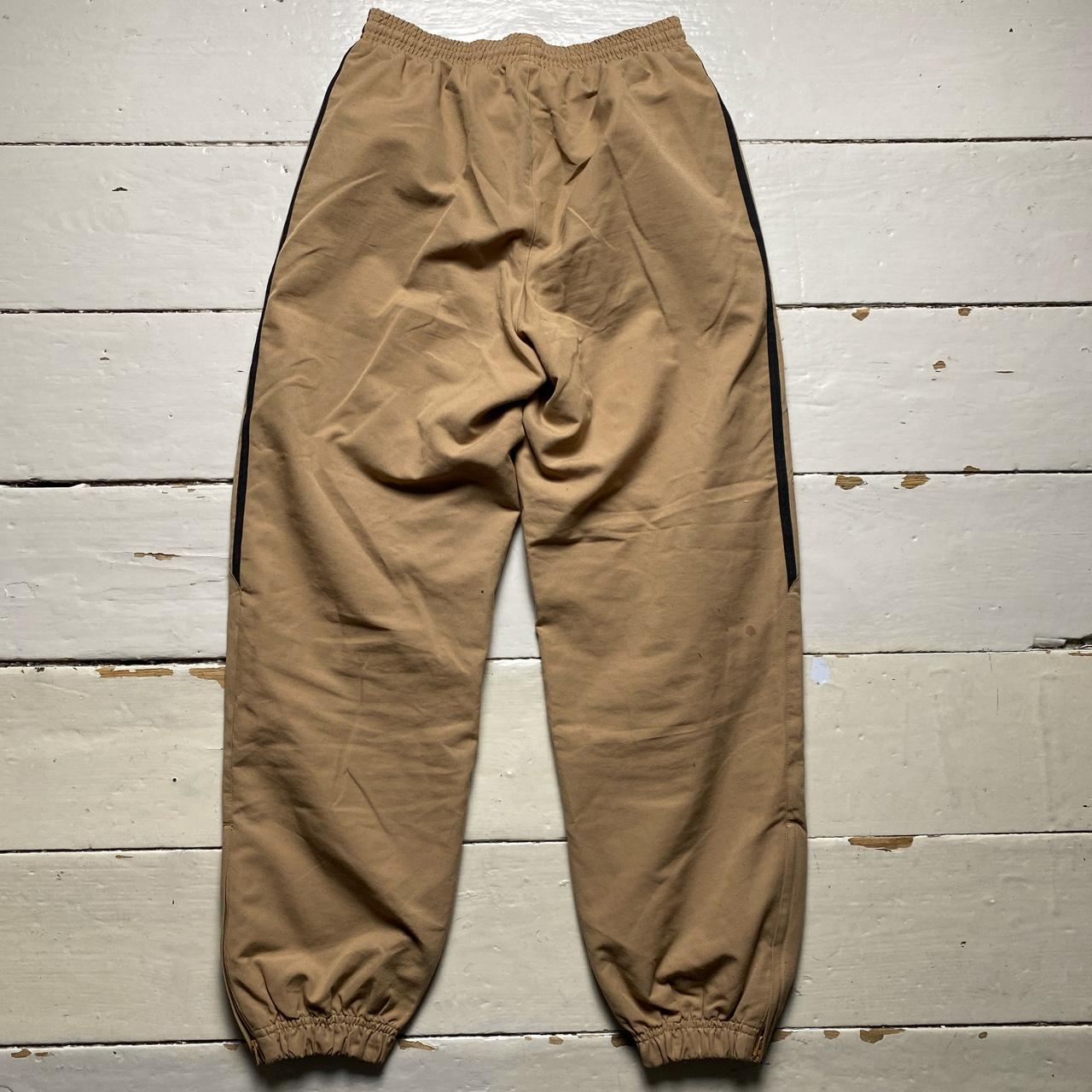 Adidas Sand Brown and Black Stripe Shell Trackpant Bottoms