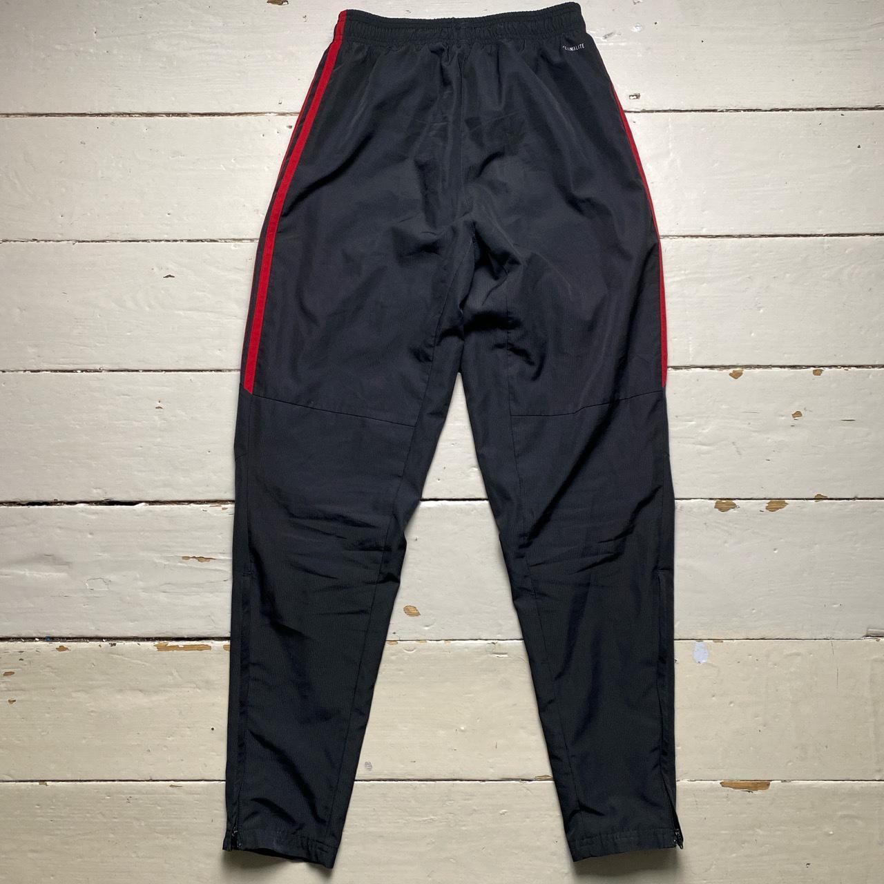 Adidas AC Milan Black and Red Shell Trackpant Bottoms