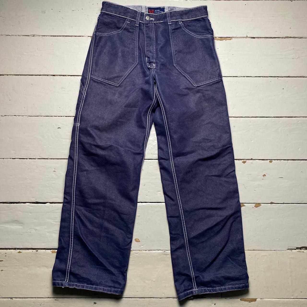 Wu Tang Vintage 90’s Reversible Satin and Navy Denim Baggy Cargo Jeans