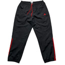 Adidas Black and Red Stripe Baggy Shell Trackpant Bottoms (XL)
