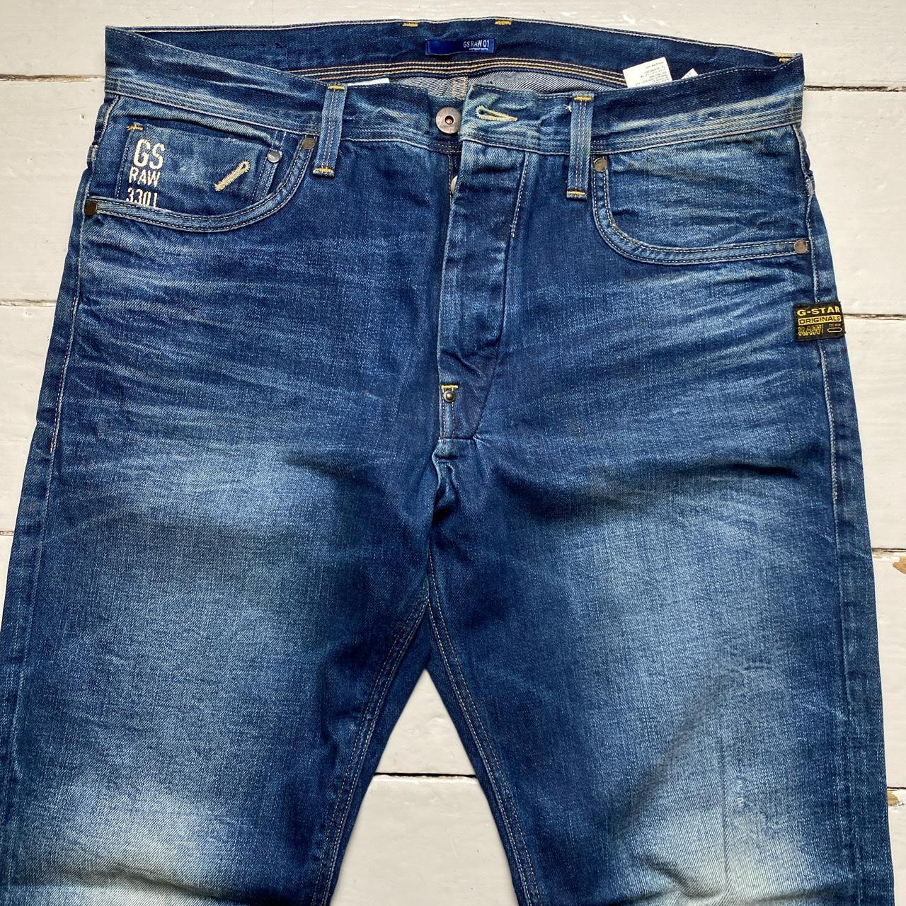 G Star Navy Stonewashed Jeans