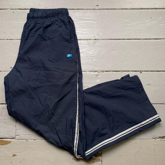 Nike Vintage Baggy Shell Track Pant Bottoms Navy and White