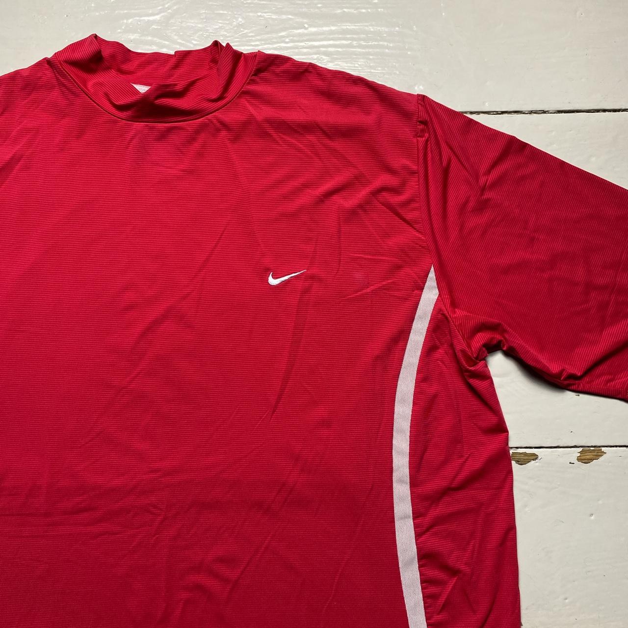 Nike Vintage Therma Fit Golf Swoosh T Shirt Red and White