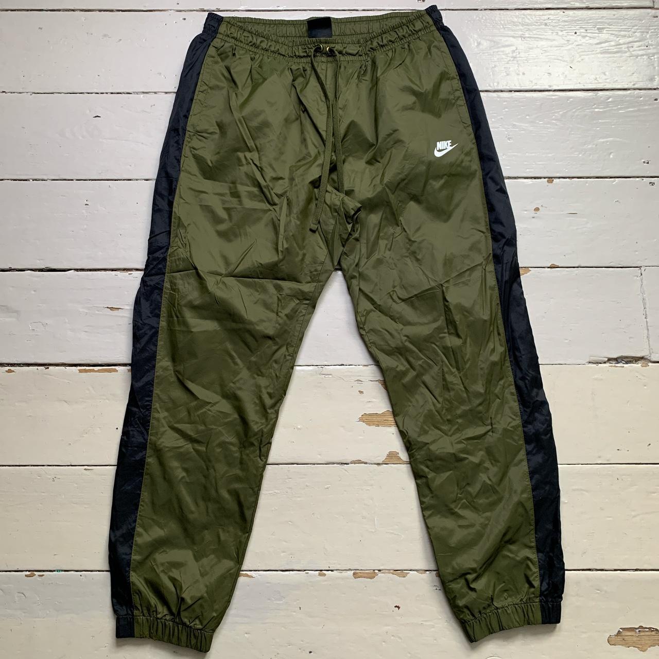 Nike Swoosh Baggy Shell Track Pant Bottoms Khaki Green White and Black