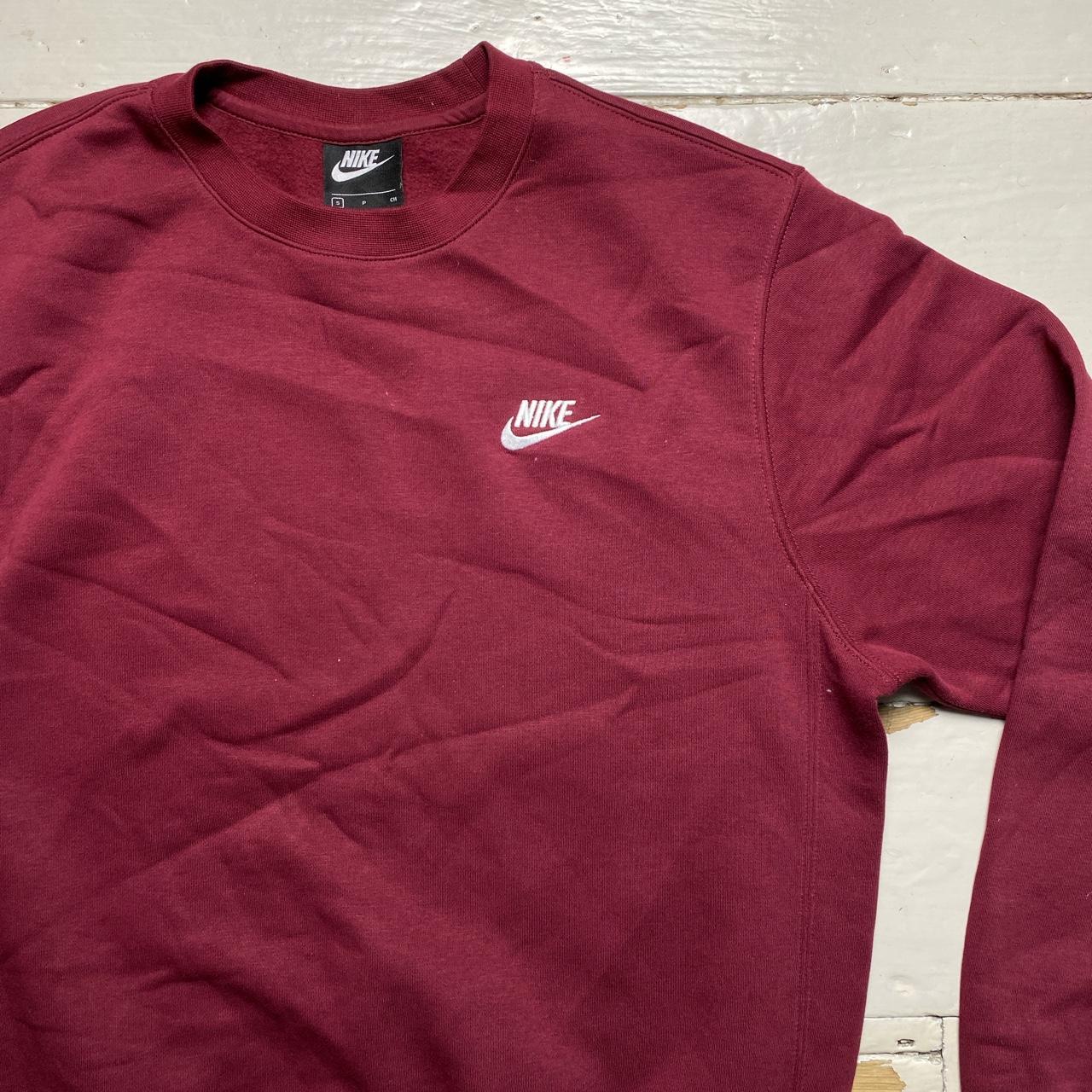 Nike Swoosh Burgundy and White Jumper