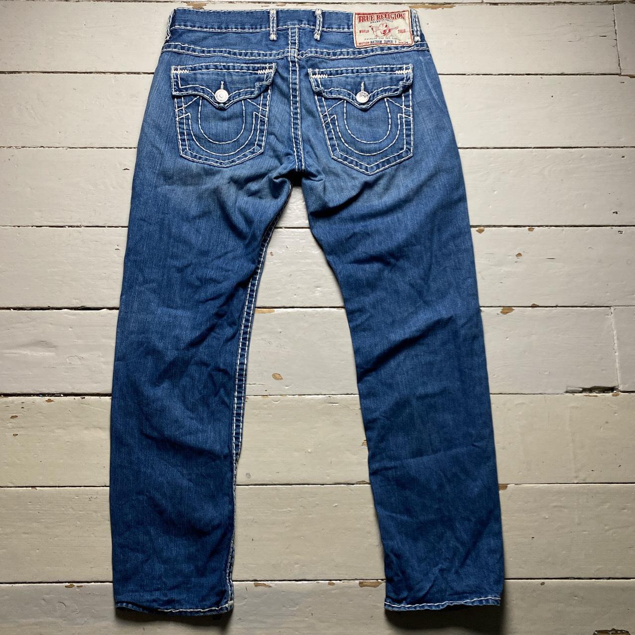 True Religion Big White Stitch Baggy Nathan Super T Blue Jeans