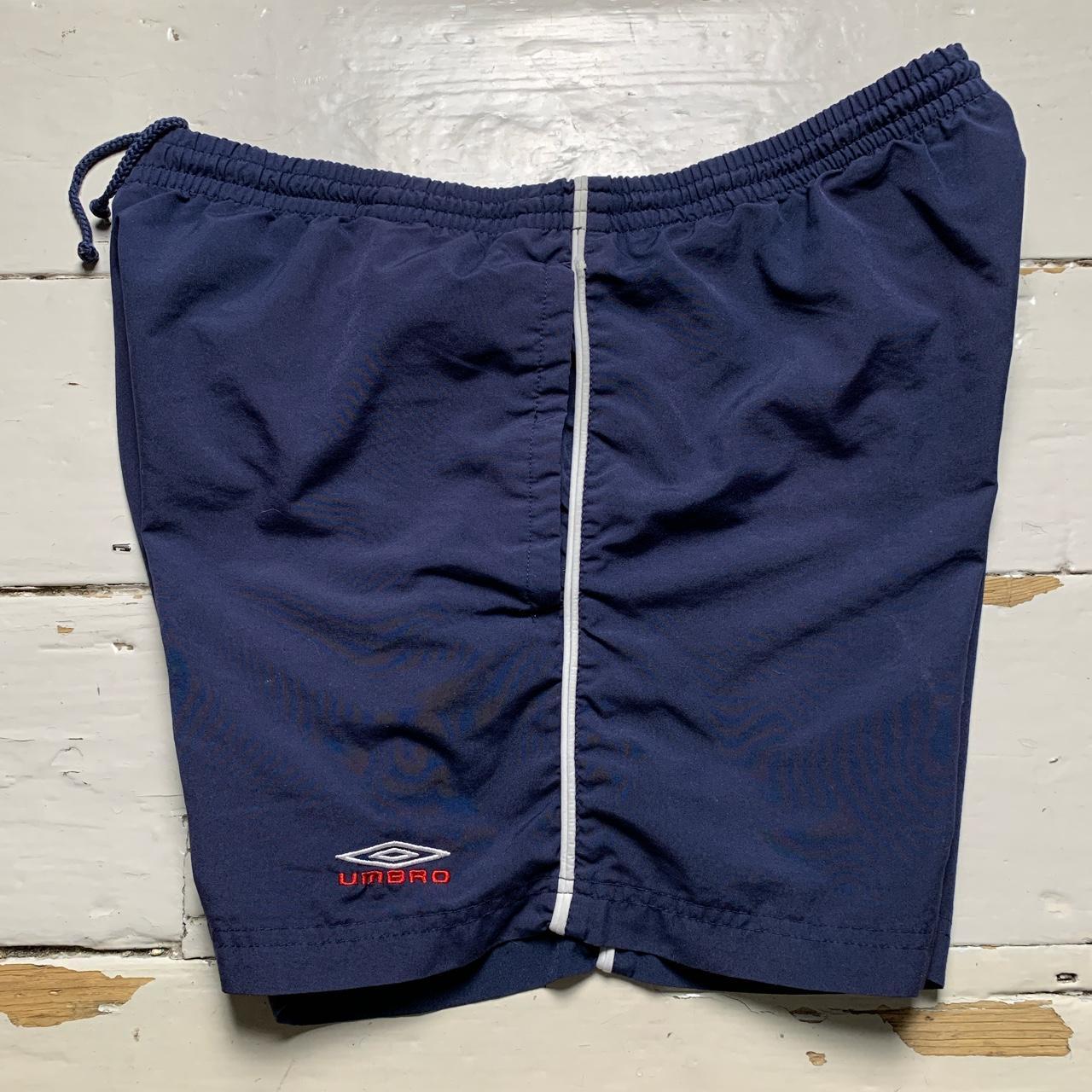 Umbro Vintage Swim Shell Track Pant Shorts Navy and White