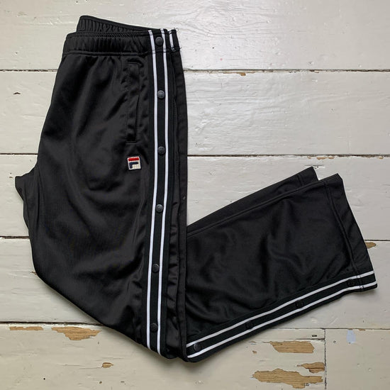 Fila Vintage Popper Retro Track Pant Bottoms Black and White