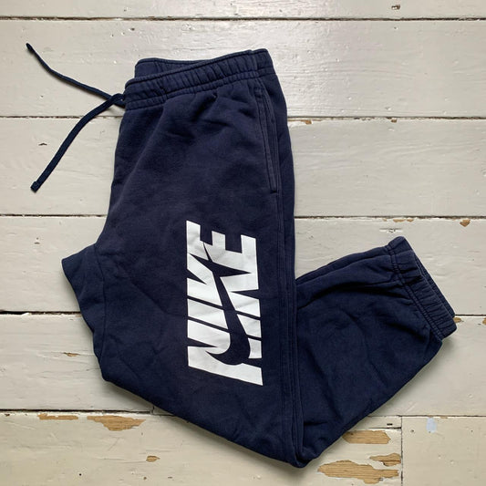 Nike Club Spellout Navy and White Joggers