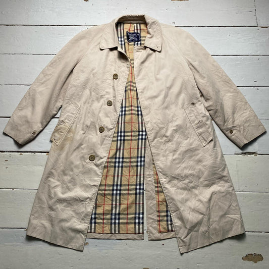 Burberry Burberrys Vintage Cream Nova Check Trench Coat