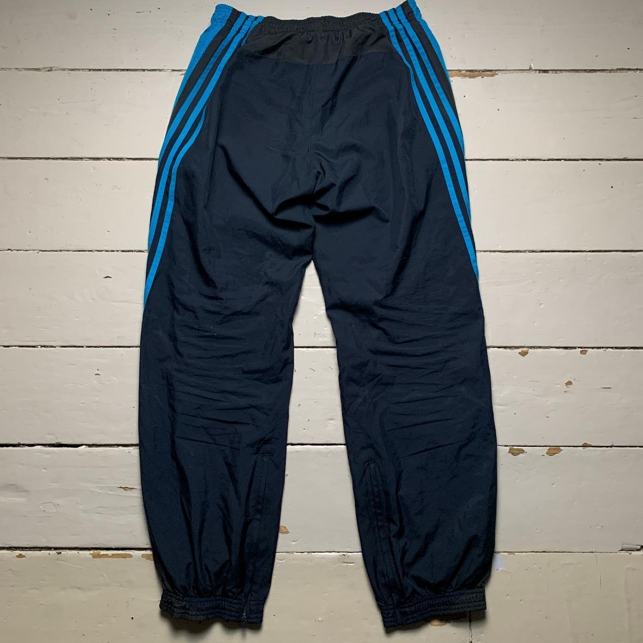 Adidas Vintage Black Navy and Blue Shell Trackpant Baggy Bottoms