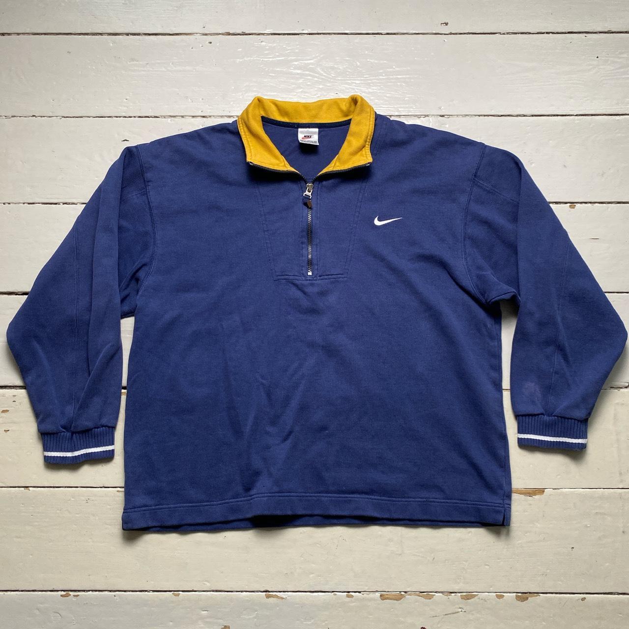 Nike Vintage Swoosh 90’s Navy and Yellow Quarter Zip Jumper