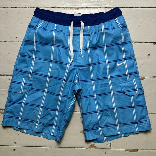 Nike Swoosh Swim Cargo Shorts Blue and White