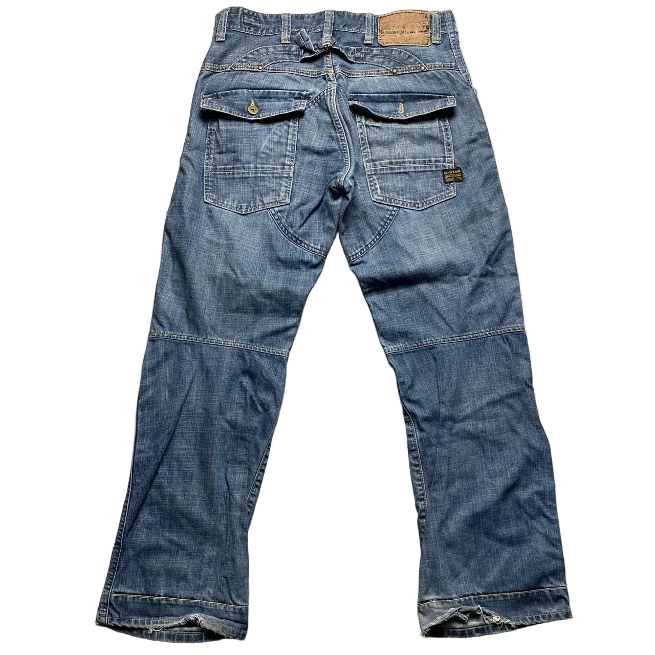 G Star Elwood 5620 Light Blue Stonewash Baggy Cargo Jeans (34W)