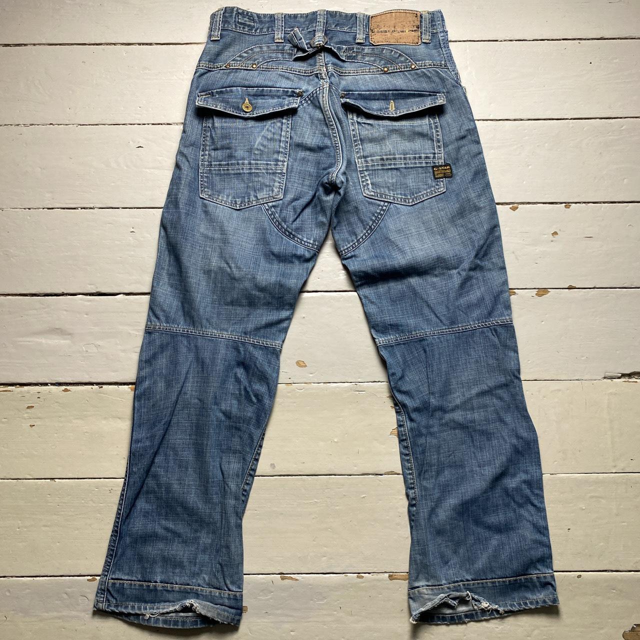 G Star Elwood 5620 Light Blue Stonewash Baggy Cargo Jeans