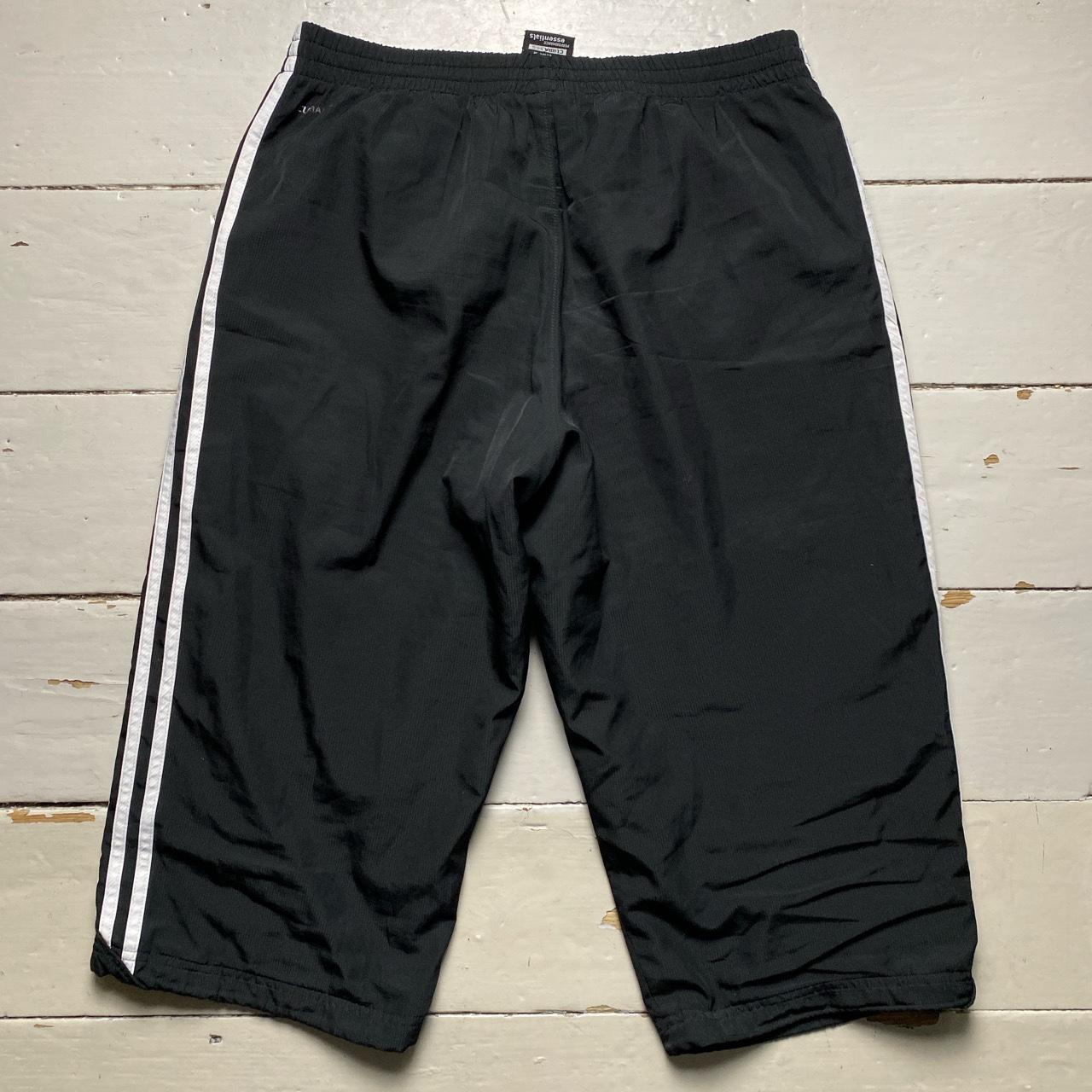 Adidas Black and White 3 Stripe Shell Trackpant Shorts