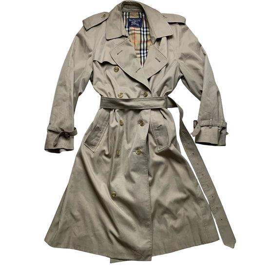 Burberrys Burberry Vintage Womens Trench Coat Jacket with Belt (XL)