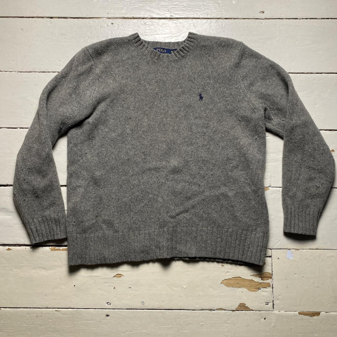 Polo Ralph Lauren Grey Navy Pony Wool Jumper