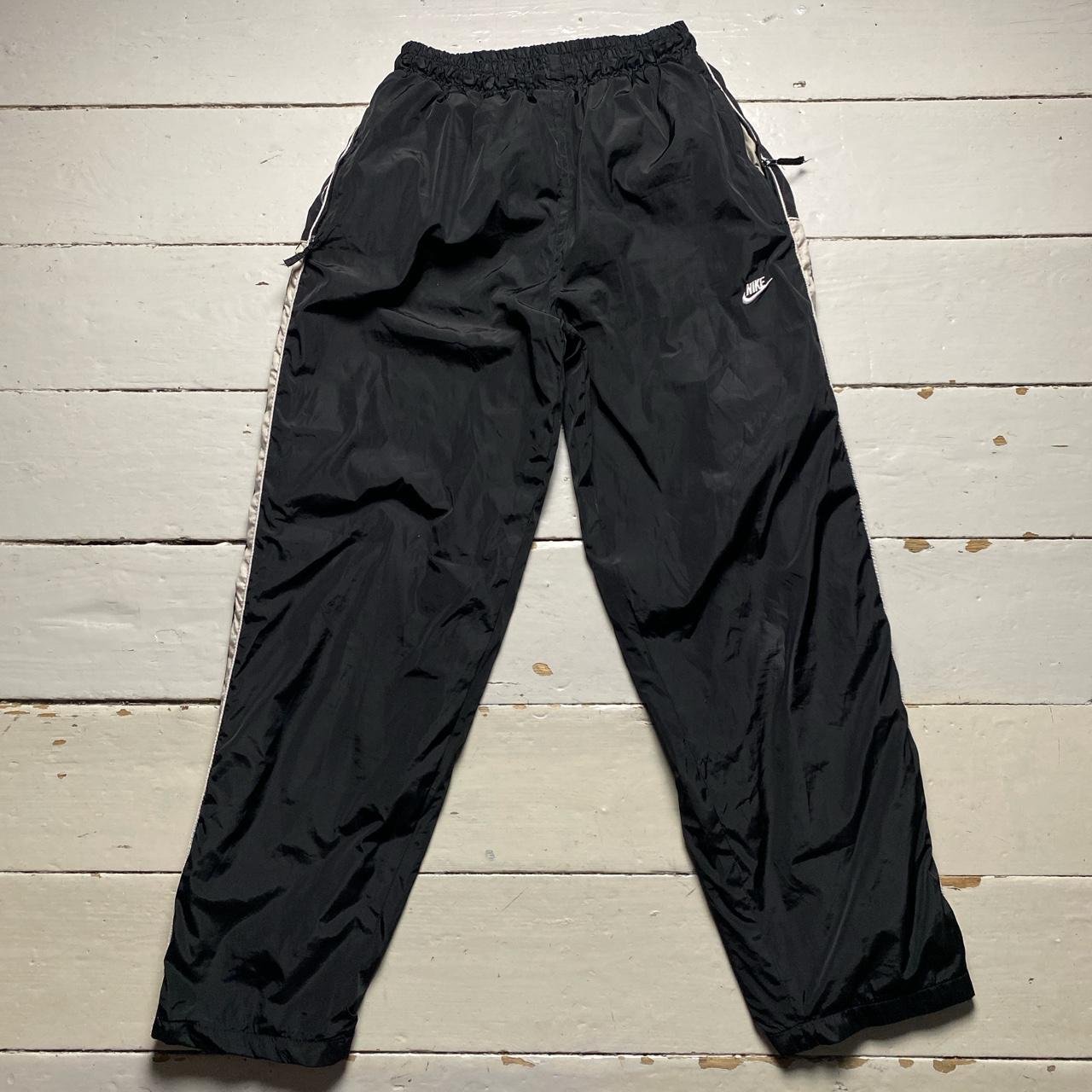 Nike Black and White Swoosh Baggy Trackpant Shell Bottoms