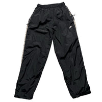 Nike Black and White Swoosh Baggy Trackpant Shell Bottoms (M)