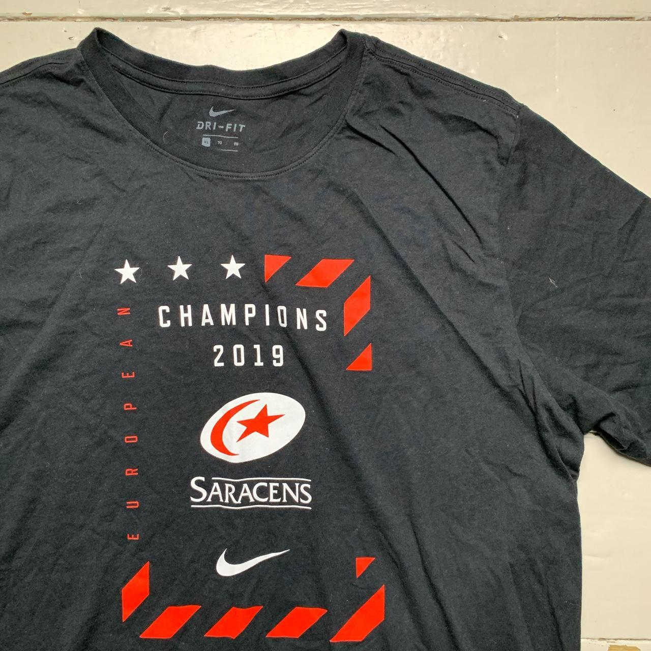 Nike Saracens Black White and Red T Shirt