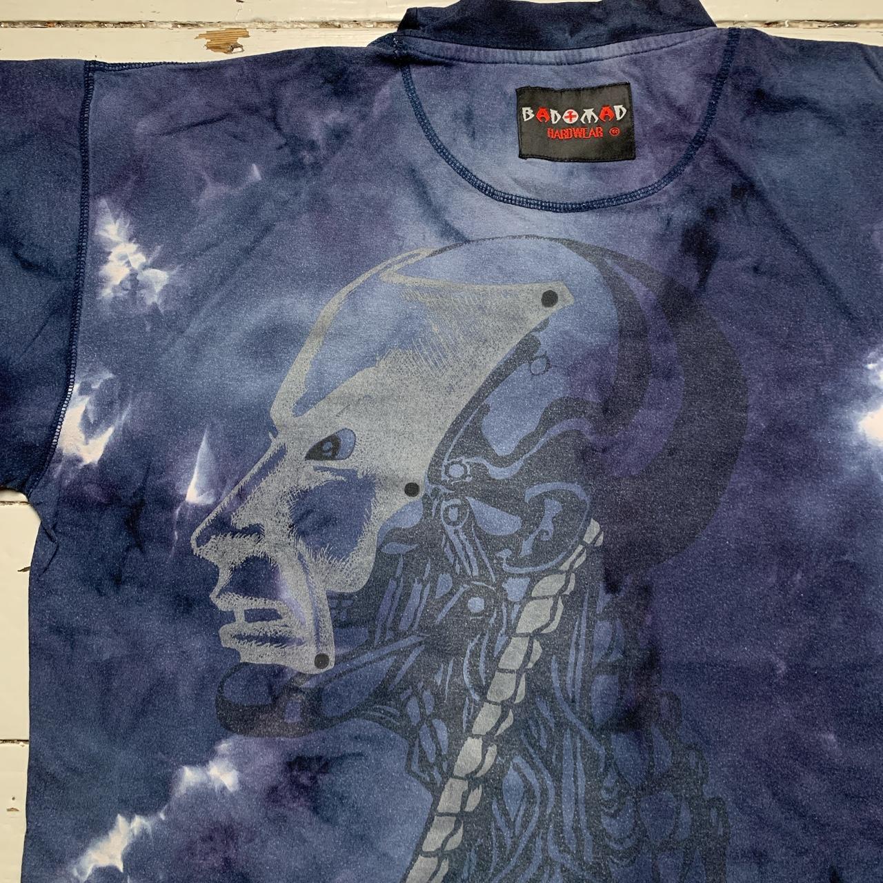 Bad Mad Hardwear Vintage 90’s Tie Dye Graffiti Skeleton T Shirt Navy