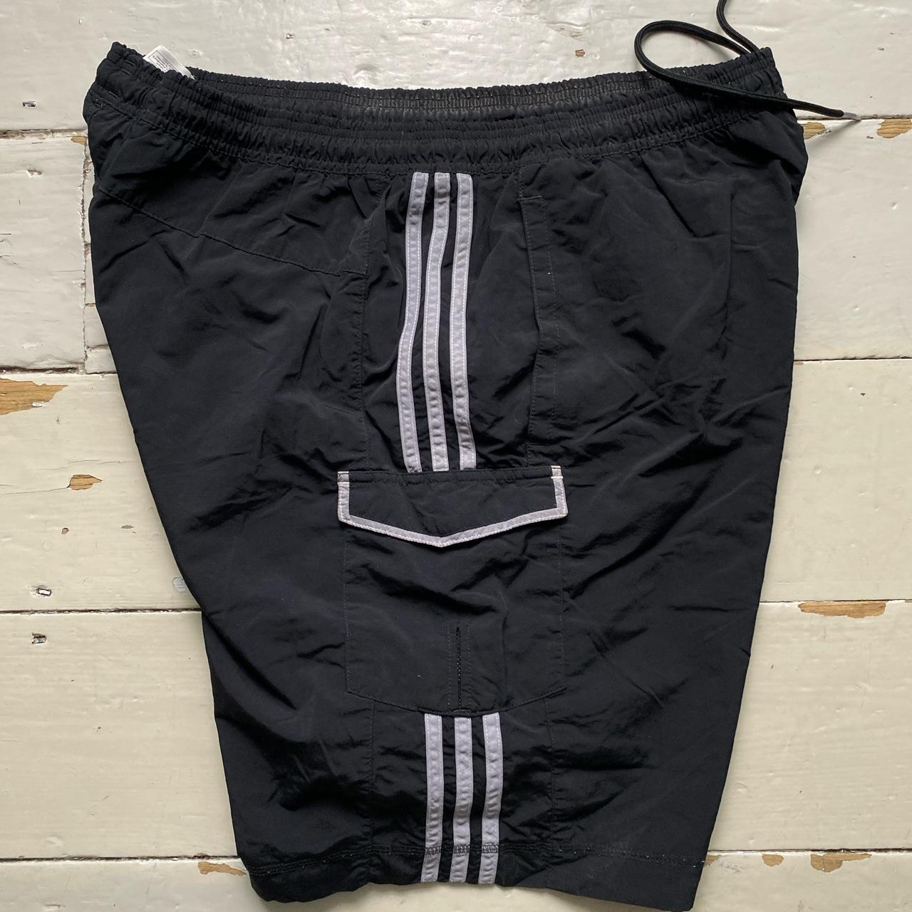 Adidas Vintage Shell Track Pant Cargo Shorts Black and Silver